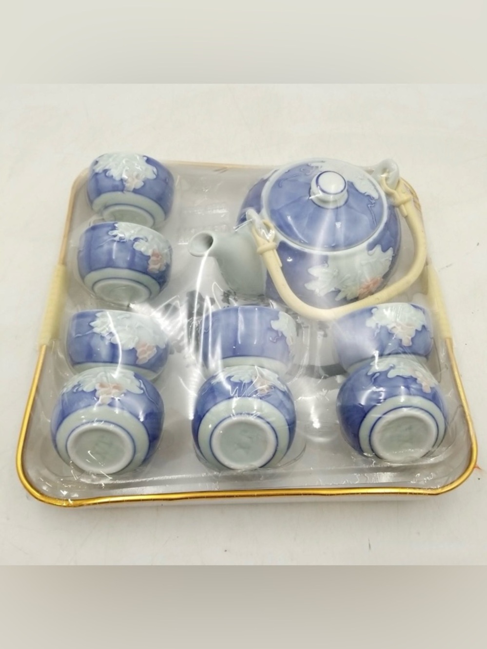 VTG Japanese Styled Tea Set Blue Ceramic - Sealed